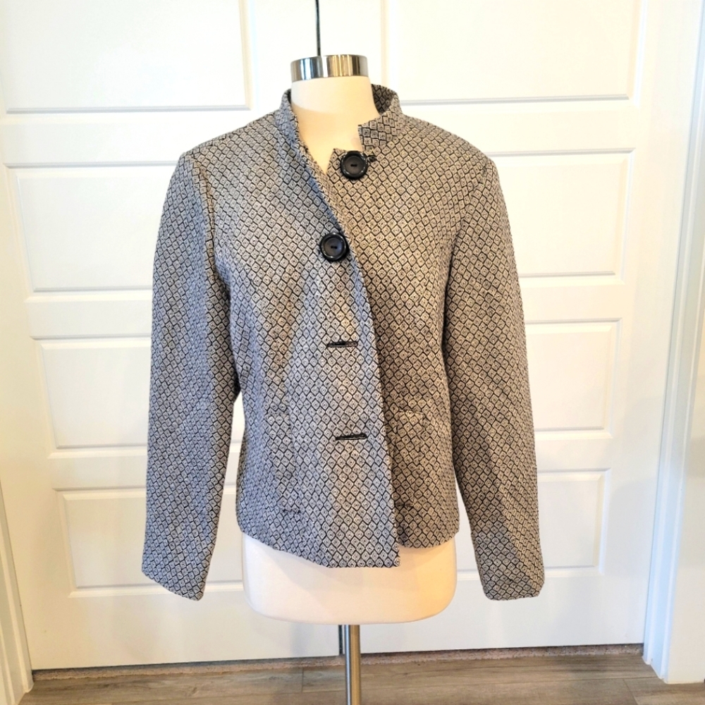 WOMEN'S GREY AND BLACK METRO STYLE SKIRT SUIT SET SIZE 12 - Picture 2 of 16